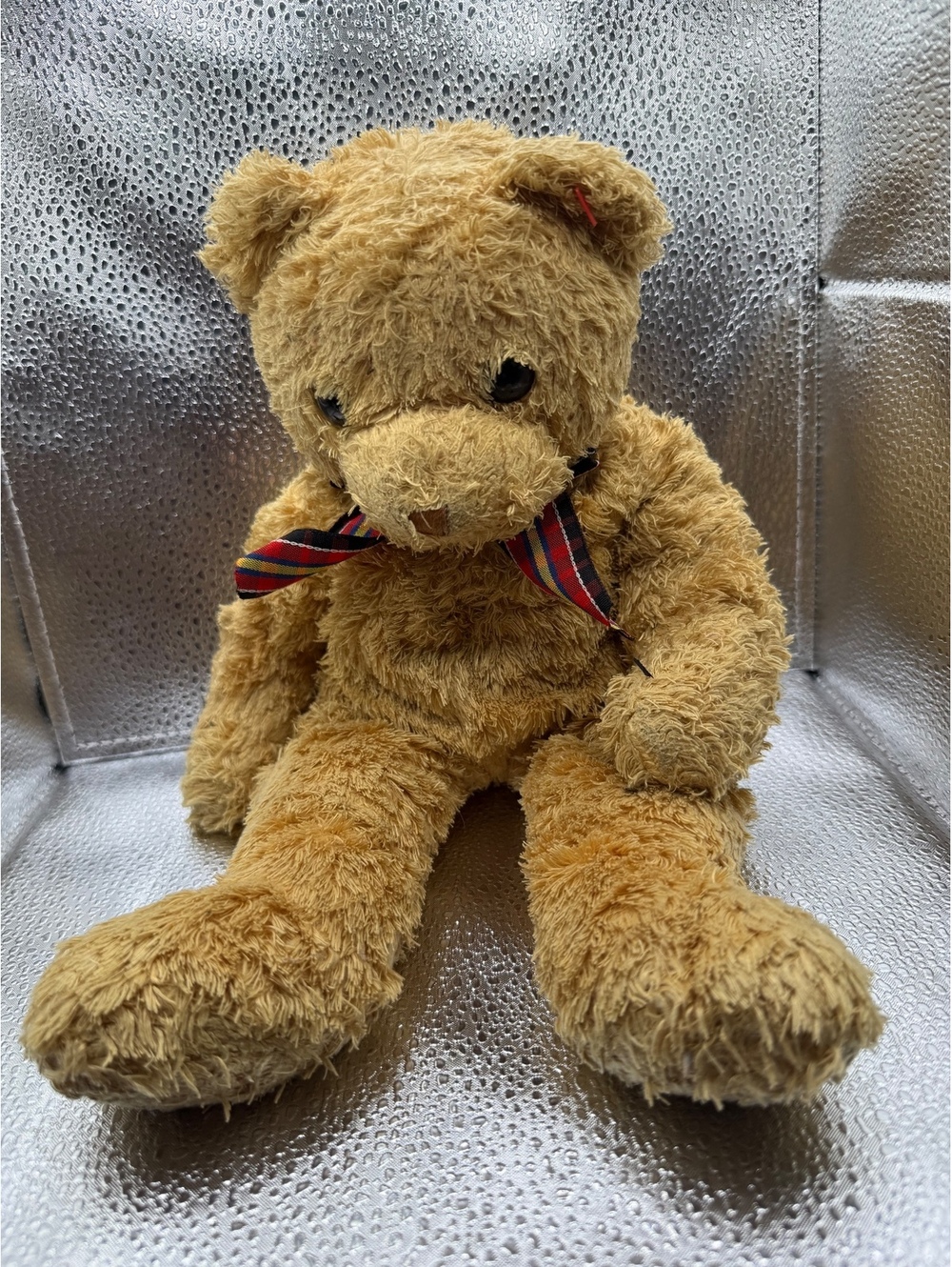 Vintage Ty Beanie Baby Teddy Bear Plush with Striped Bow